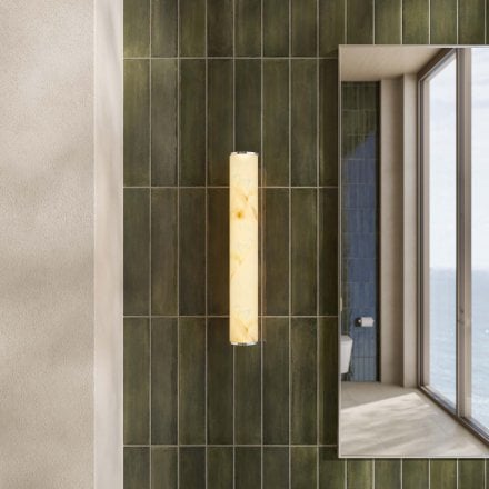 Lucenti Alabaster Slender Cylinder Chrome Wall Sconce 400mm
