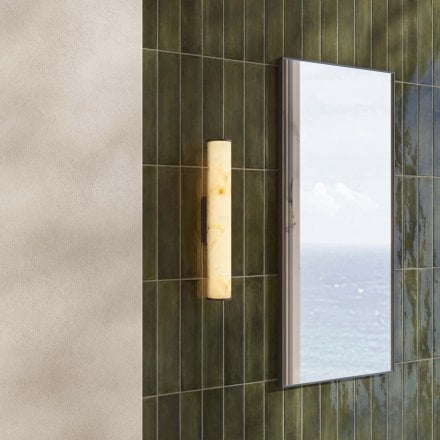 Lucenti Alabaster Slender Cylinder Matt Black Wall Sconce 300mm