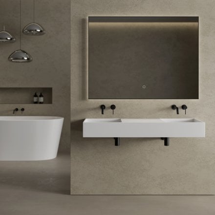 Luxor Matt Black Backlit LED Mirror 1200mm
