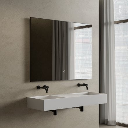 Luxor Matt Black Backlit LED Mirror 1200mm