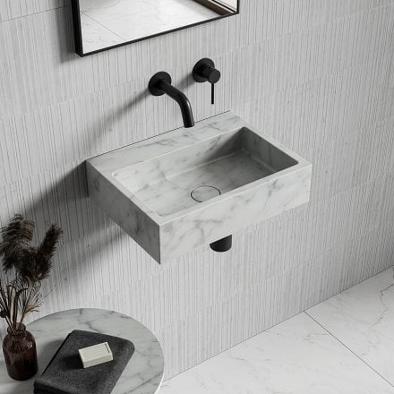 Magno Carrara Marble Wall Hung Basin 400mm