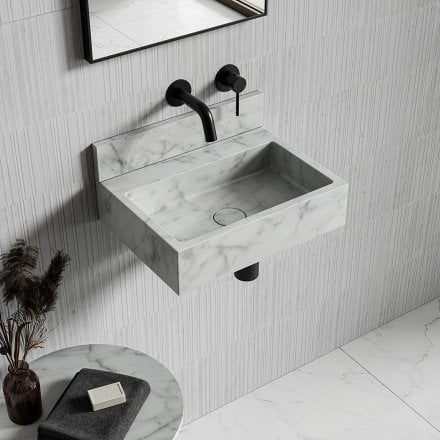 Magno Carrara Marble Wall Hung Basin 400mm