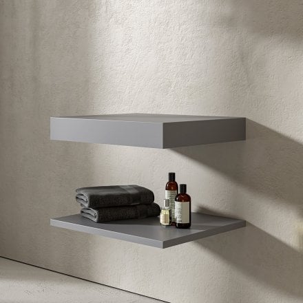 Mako Grey Stone Resin Wall Hung Countertop Basin Shelf