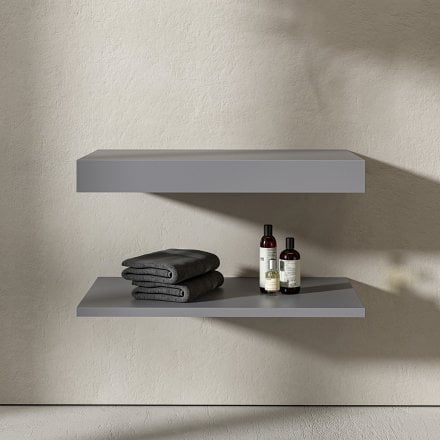 Mako Grey Stone Resin Wall Hung Countertop Basin Shelf