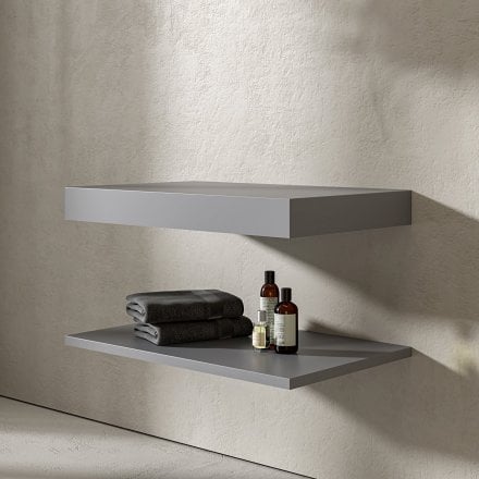 Mako Grey Stone Resin Wall Hung Countertop Basin Shelf