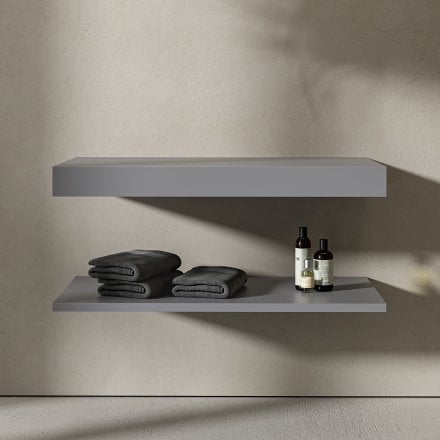 Mako Grey Stone Resin Wall Hung Countertop Basin Shelf