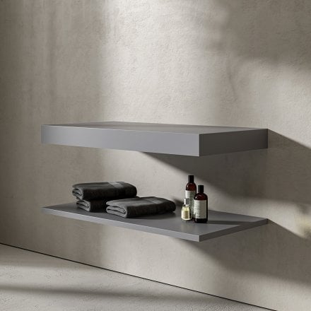 Mako Grey Stone Resin Wall Hung Countertop Basin Shelf