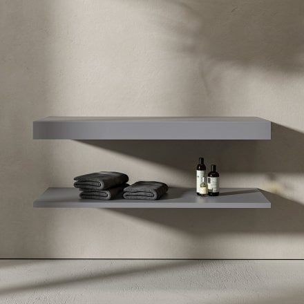 Mako Grey Stone Resin Wall Hung Countertop Basin Shelf