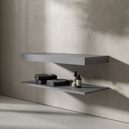 Mako Grey Stone Resin Wall Hung Countertop Basin Shelf