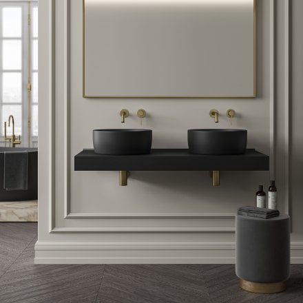 Malmo Matt Black Countertop Stone Basin 400mm
