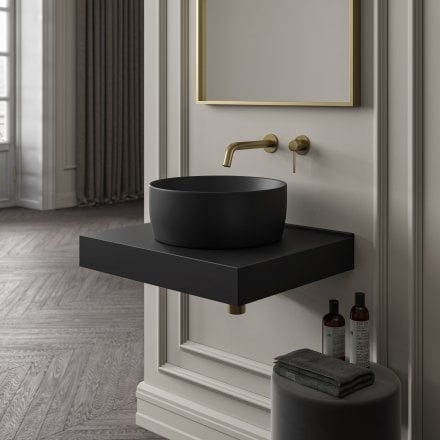 Malmo Matt Black Countertop Stone Basin 400mm