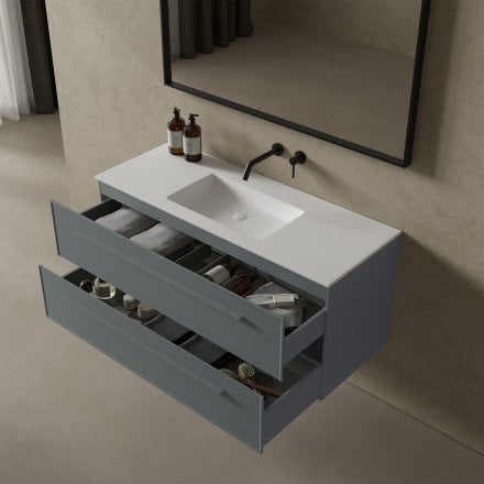 Missoni Vanity Unit with Stone Basin (Matt Dove Grey 1200mm)