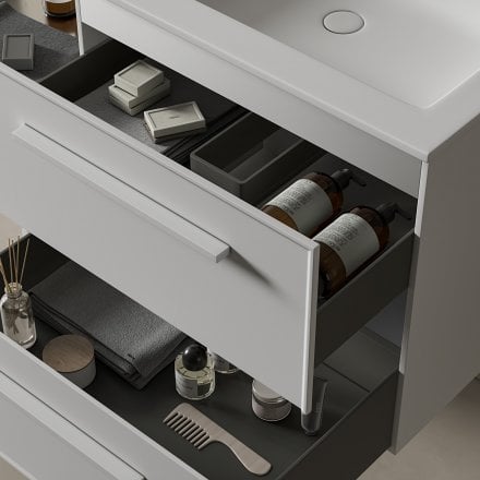 Missoni Vanity Unit with Stone Basin (Matt White 600mm)