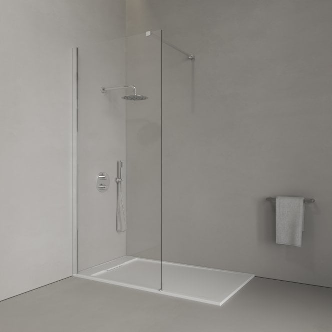 Modern Chrome & Matt White Walk-in Shower Enclosure - Kit A