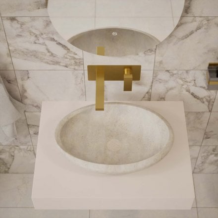 Niva White Travertine Marble Basin 500mm