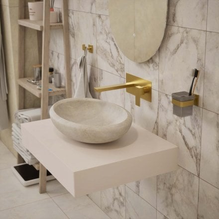 Niva White Travertine Marble Basin 500mm