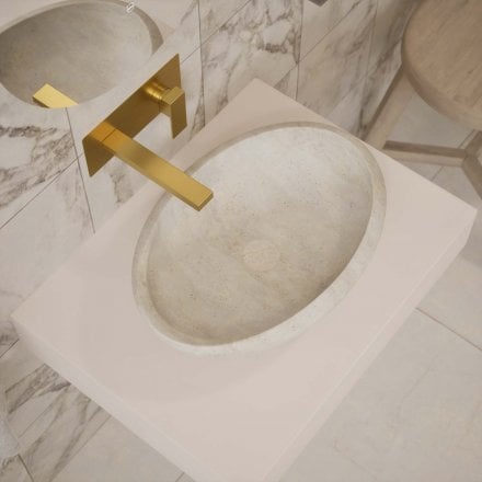 Niva White Travertine Marble Basin 500mm