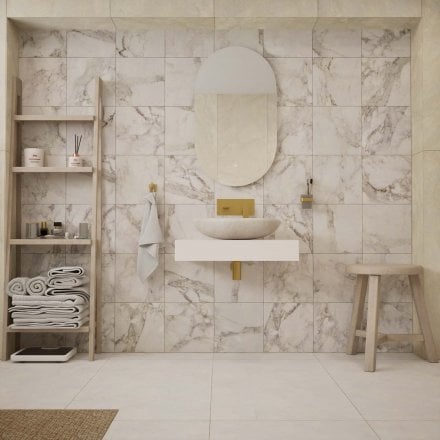 Niva White Travertine Marble Basin 500mm