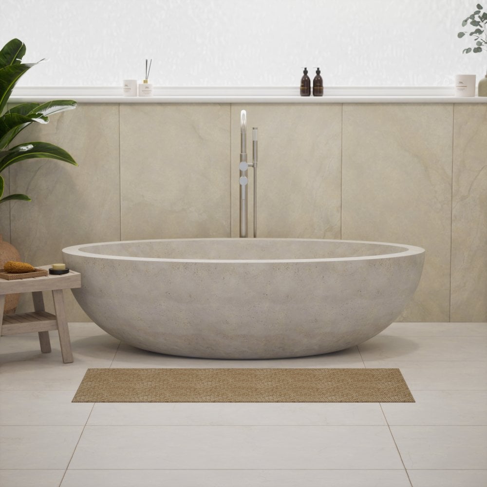 Niva White Travertine Marble bath 1800mm