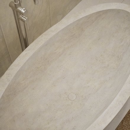 Niva White Travertine Marble bath 1800mm