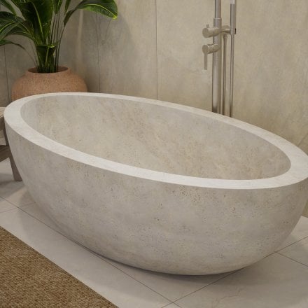Niva White Travertine Marble bath 1800mm