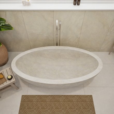 Niva White Travertine Marble bath 1800mm