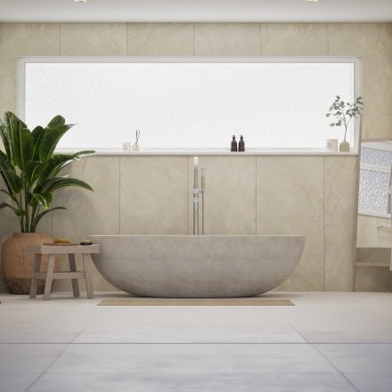 Niva White Travertine Marble bath 1800mm