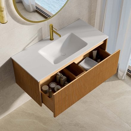 Capri 1000mm Oak Vanity Unit With Stone Basin
