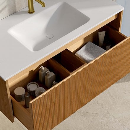 Capri 1000mm Oak Vanity Unit With Stone Basin
