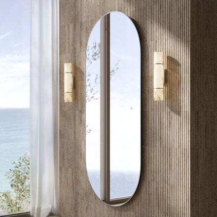 Corsica Brushed Nickel Full Length Pill Mirror 1800mm