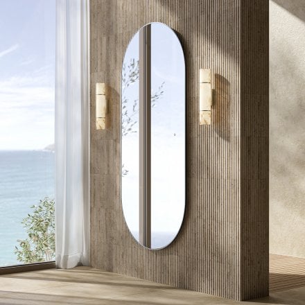 Corsica Brushed Nickel Full Length Pill Mirror 1800mm