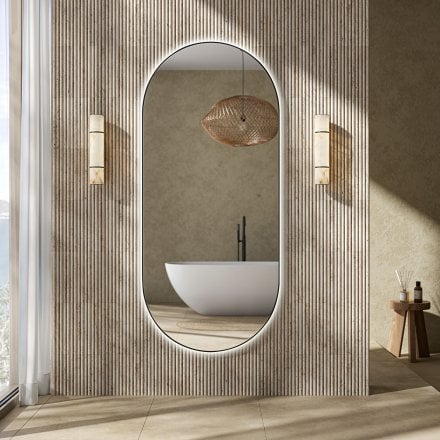 Corsica Matt Black Full Length Pill Mirror 1800mm