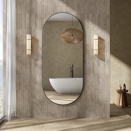 Corsica Matt Black Full Length Pill Mirror 1800mm