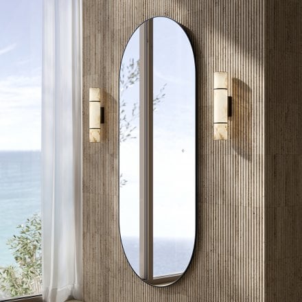 Corsica Matt Black Full Length Pill Mirror 1800mm