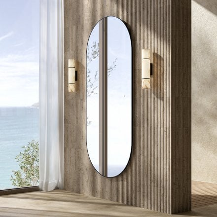 Corsica Matt Black Full Length Pill Mirror 1800mm