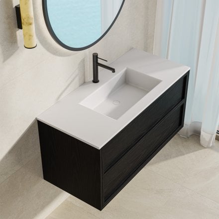 Florence 1000mm Matt Black Vanity Unit With Stone Basin