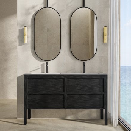 Florence 1400mm Matt Black Vanity Unit With Stone Basin