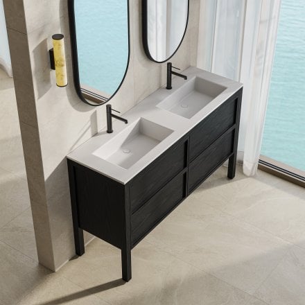 Florence 1400mm Matt Black Vanity Unit With Stone Basin