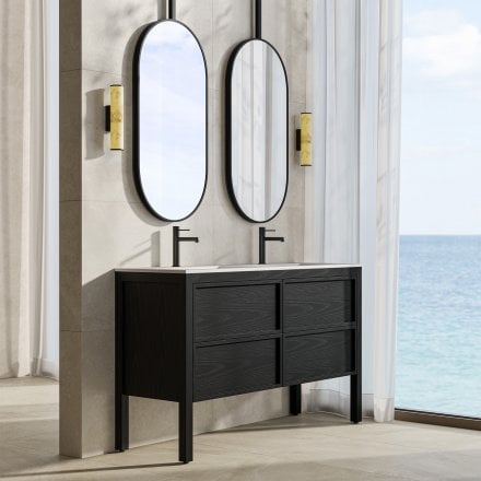 Florence 1400mm Matt Black Vanity Unit With Stone Basin