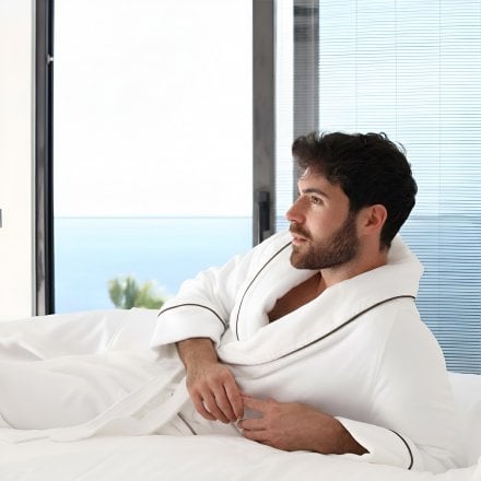 Grantley White Combed Cotton Bath Robe