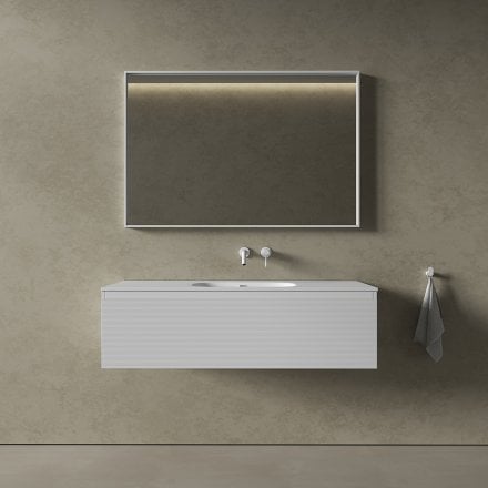 Kleber Fluted Vanity Unit with Stone Basin (Matt White 1200mm)