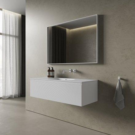 Kleber Fluted Vanity Unit with Stone Basin (Matt White 1200mm)