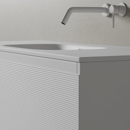 Kleber Fluted Vanity Unit with Stone Basin (Matt White 1200mm)