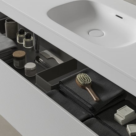 Kleber Fluted Vanity Unit with Stone Basin (Matt White 1200mm)