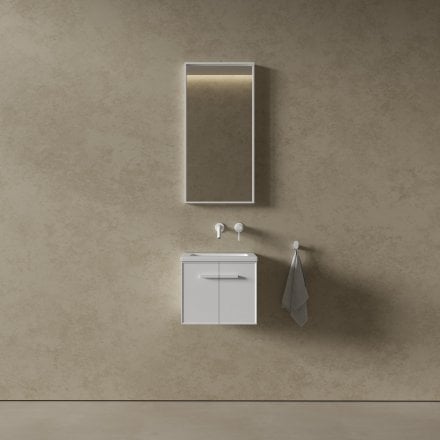 Missoni Mini Cloakroom Vanity Unit with Stone Basin (Matt White 400mm)