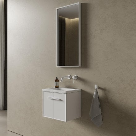 Missoni Mini Cloakroom Vanity Unit with Stone Basin (Matt White 400mm)