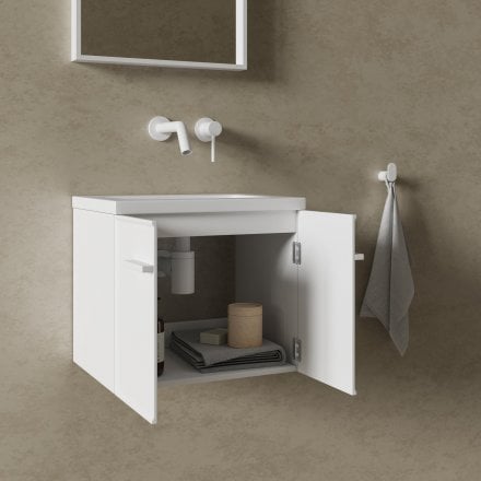 Missoni Mini Cloakroom Vanity Unit with Stone Basin (Matt White 400mm)