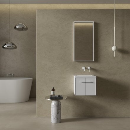 Missoni Mini Cloakroom Vanity Unit with Stone Basin (Matt White 400mm)