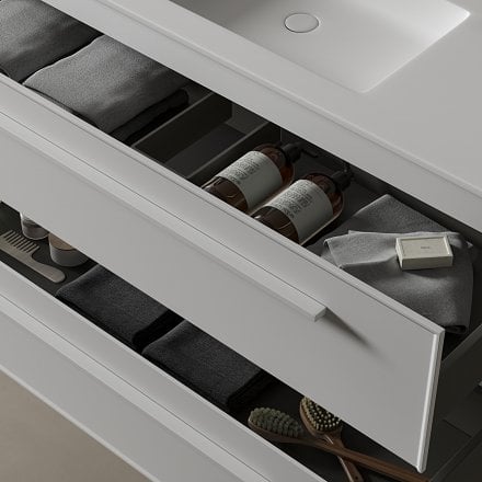 Missoni Vanity Unit with Stone Basin (Matt White 1200mm)