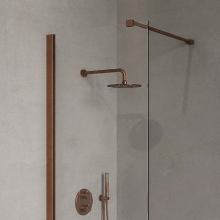 Modern Brushed Copper Shower Screen Glass